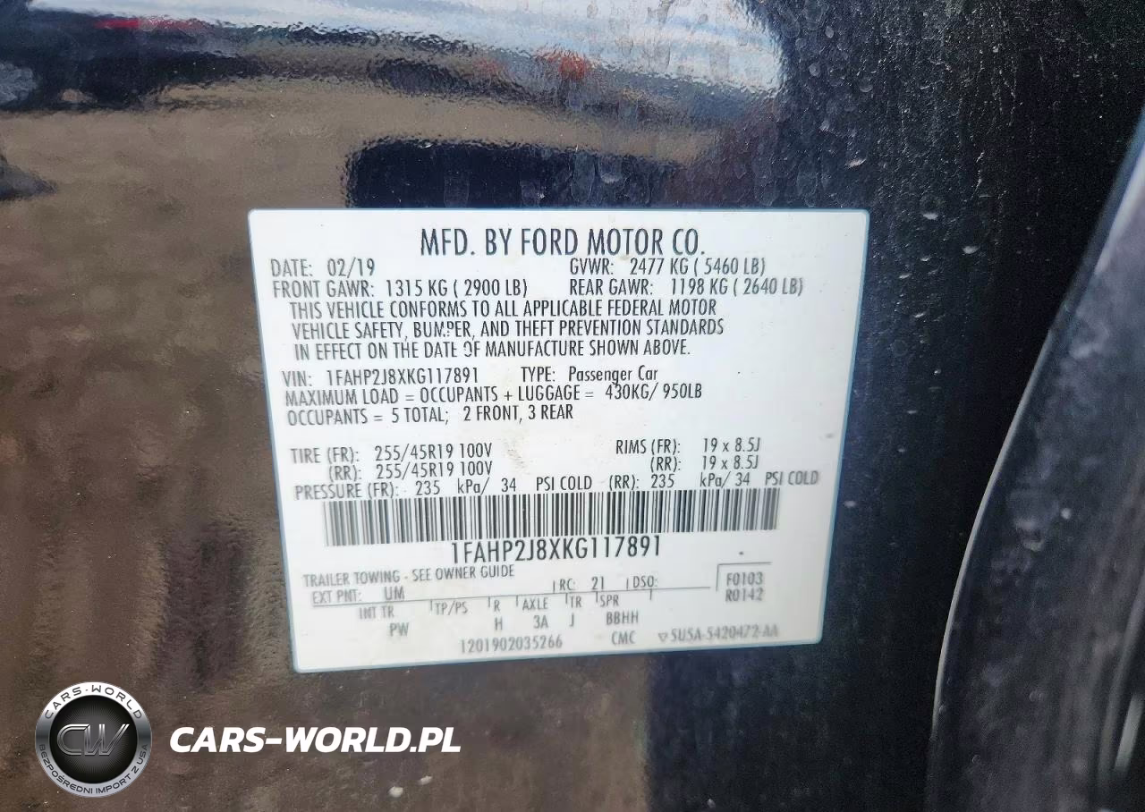 2019 Ford Taurus Limited VIN:1FAHP2J8XKG117891 - 12