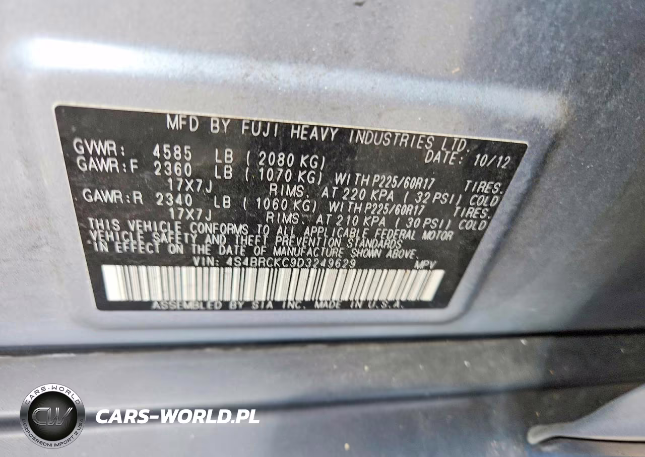 2013 Subaru Outback 2.5I Limited VIN:4S4BRCKC9D3249629 - 13