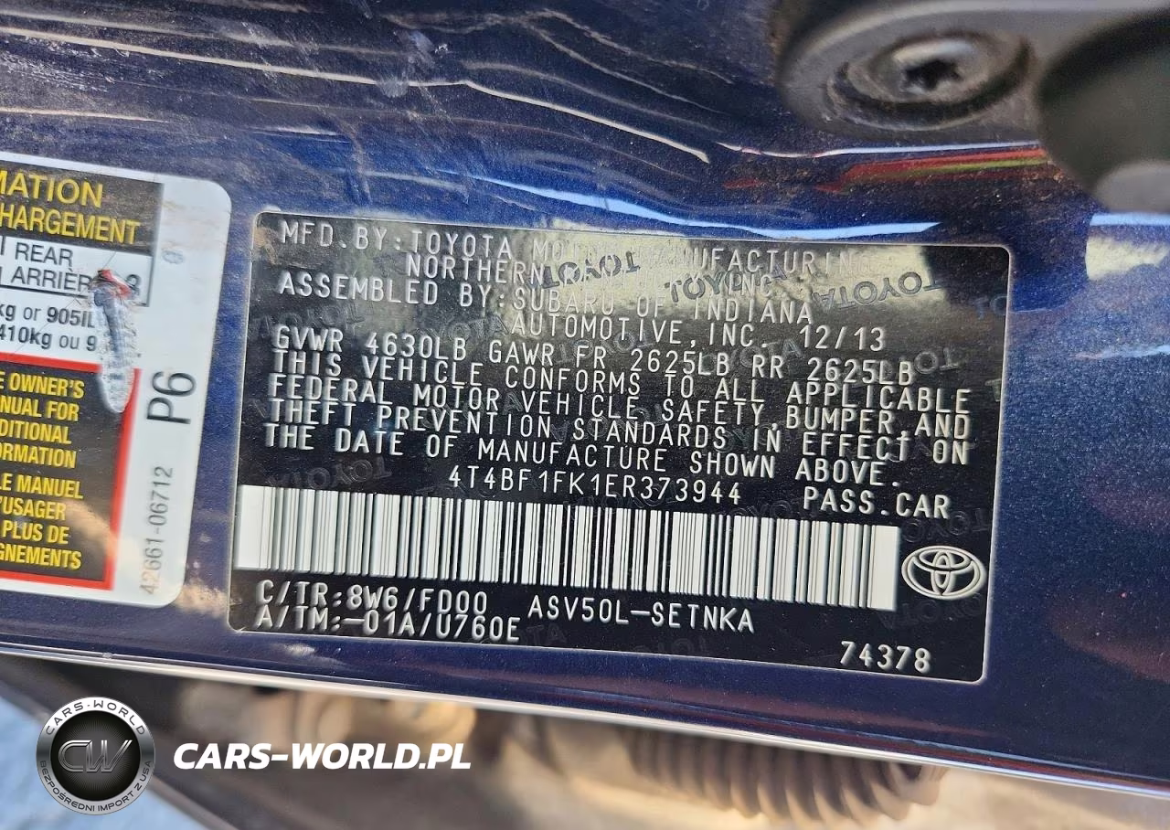 2014 Toyota Camry Le VIN:4T4BF1FK1ER373944 - 12