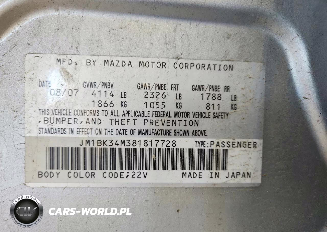 2008 Mazda Speed 3 VIN:JM1BK34M381817728 - 12