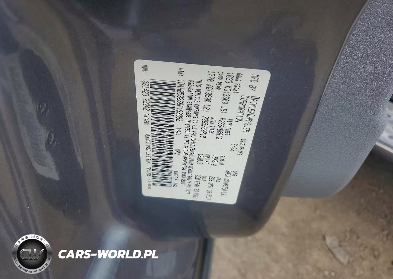 2006 Dodge Durango Limited VIN:1D4HB58266F193392 - 12