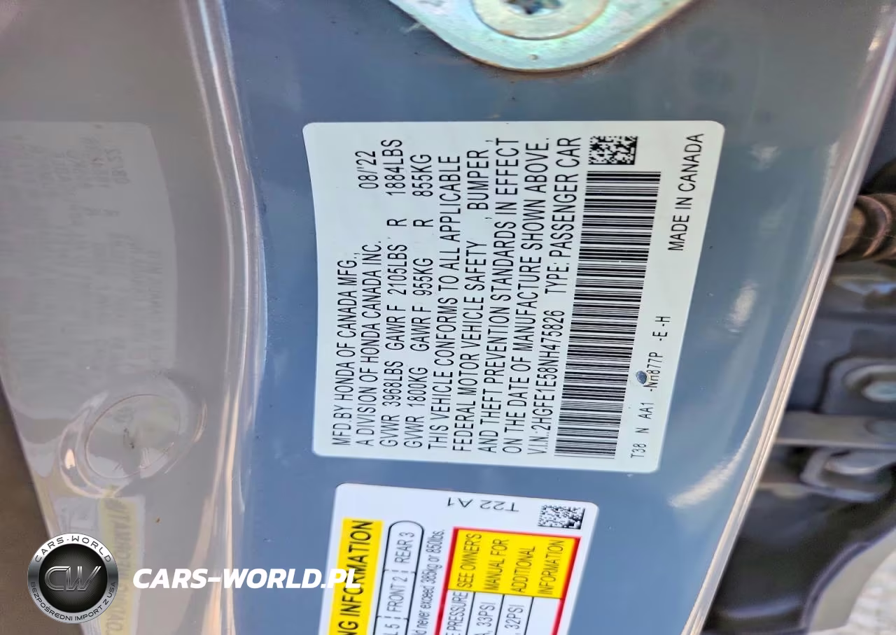 2022 Honda Civic Si VIN:2HGFE1E58NH475826 - 12