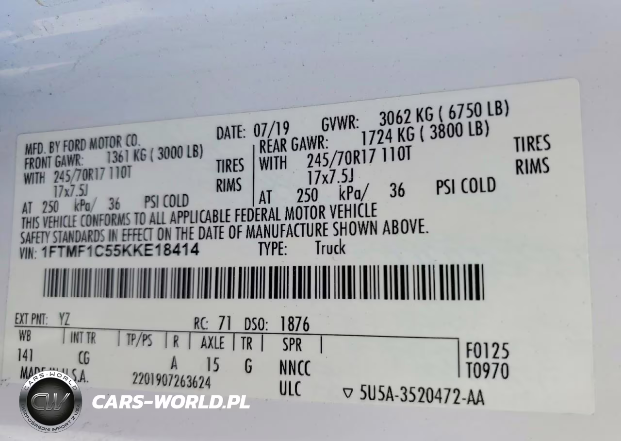 2019 Ford F150 VIN:1FTMF1C55KKE18414 - 12
