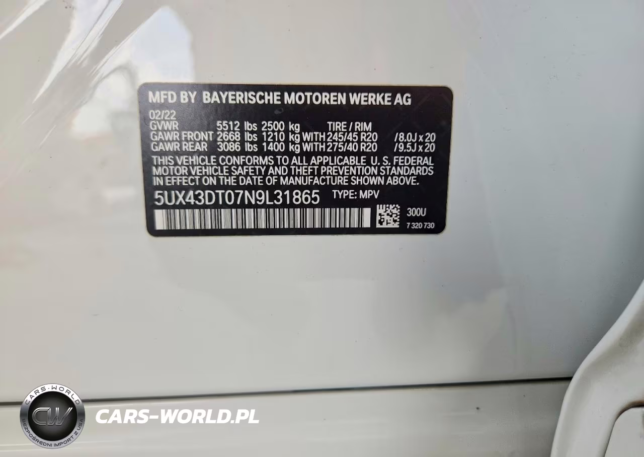 2022 BMW X4 M40I VIN:5UX43DT07N9L31865 - 12