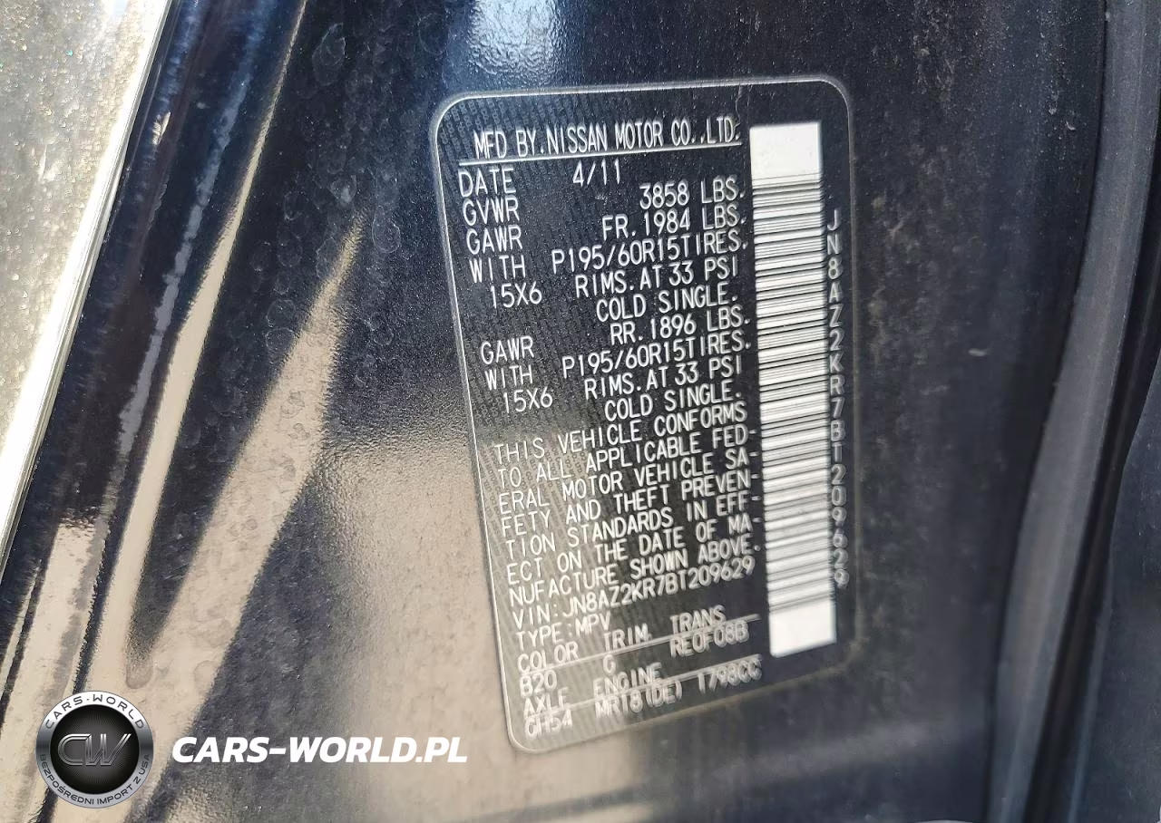 2011 Nissan Cube 1.8 VIN:JN8AZ2KR7BT209629 - 12
