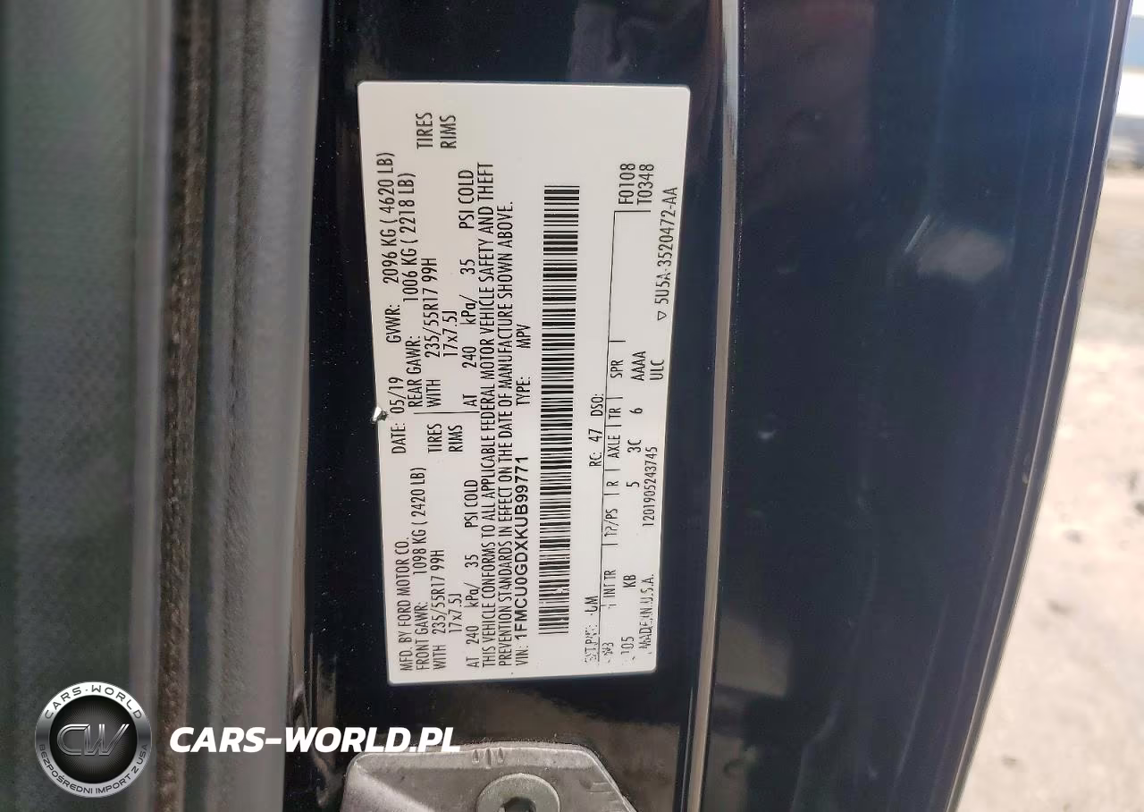 2019 Ford Escape Se VIN:1FMCU0GDXKUB99771 - 13