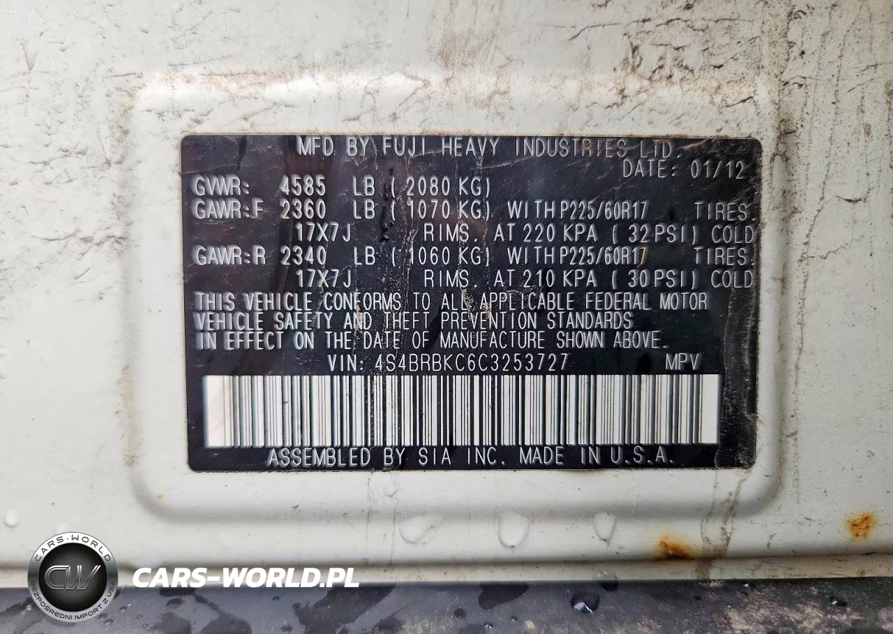 2012 Subaru Outback 2.5I Limited VIN:4S4BRBKC6C3253727 - 12