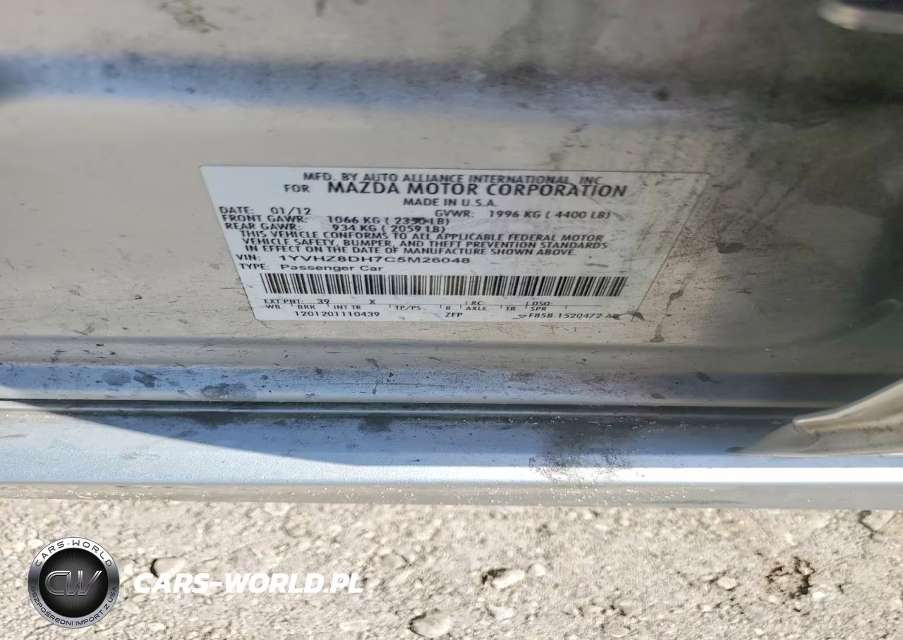 2012 Mazda 6 I VIN:1YVHZ8DH7C5M26048 - 12