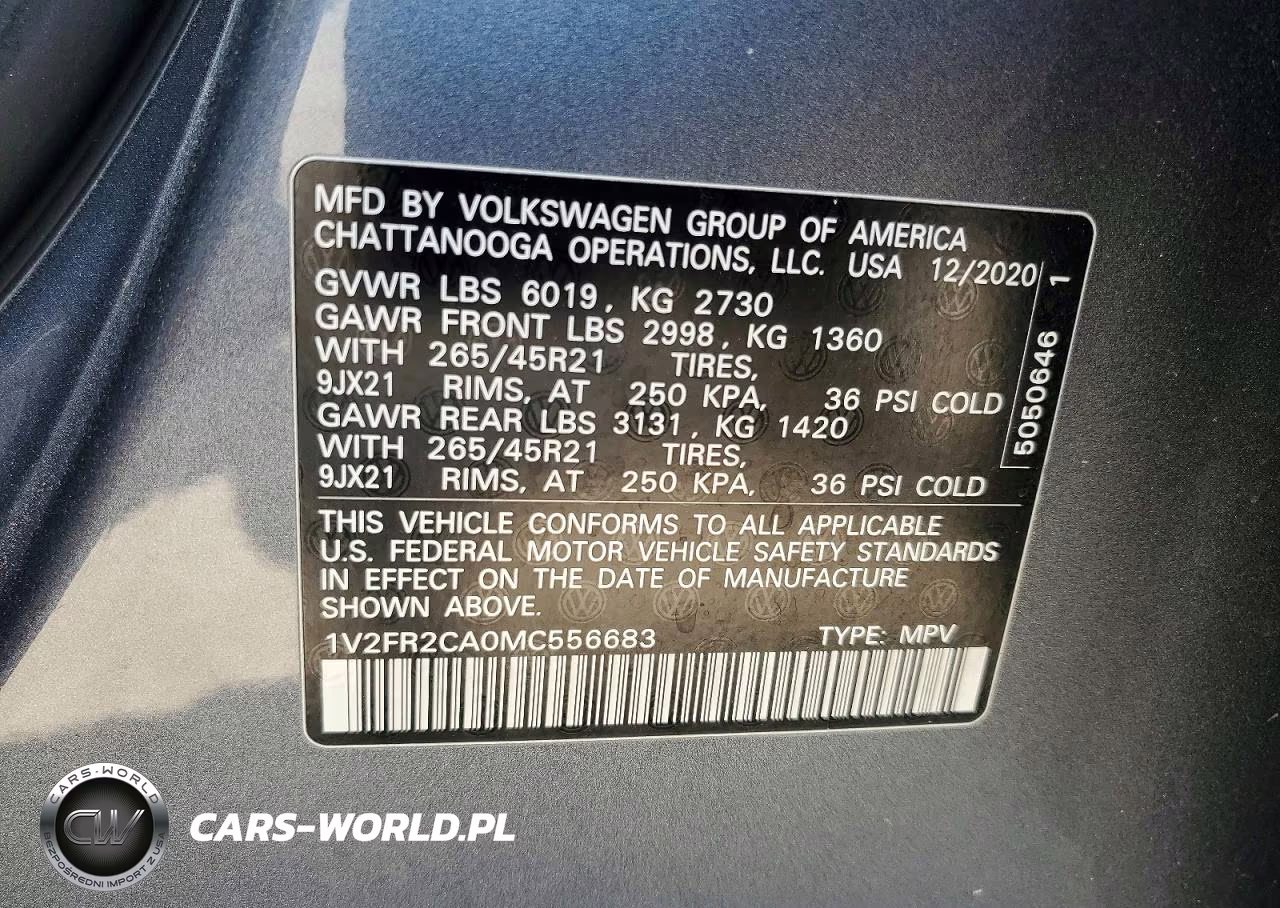 2021 Volkswagen Atlas Sel Premium R-Line VIN:1V2FR2CA0MC556683 - 14