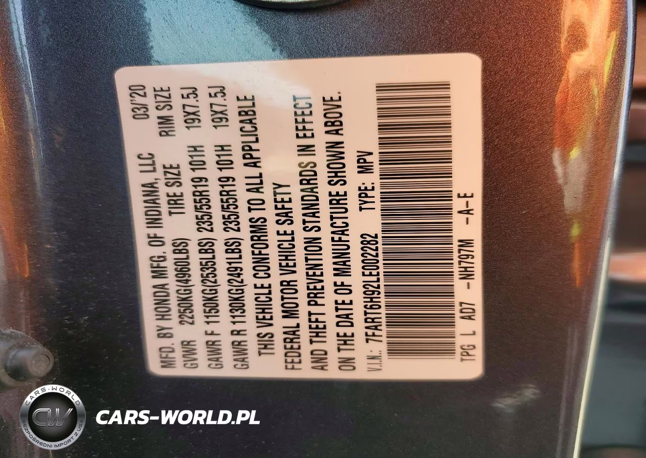2020 Honda Cr-V Touring VIN:7FART6H92LE002282 - 14