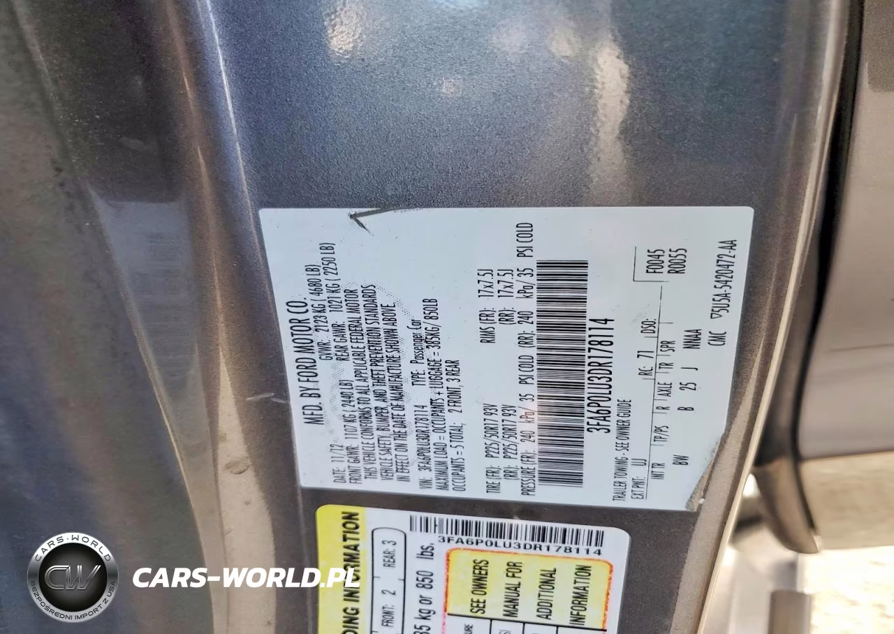 2013 Ford Fusion Se Hybrid VIN:3FA6P0LU3DR178114 - 12