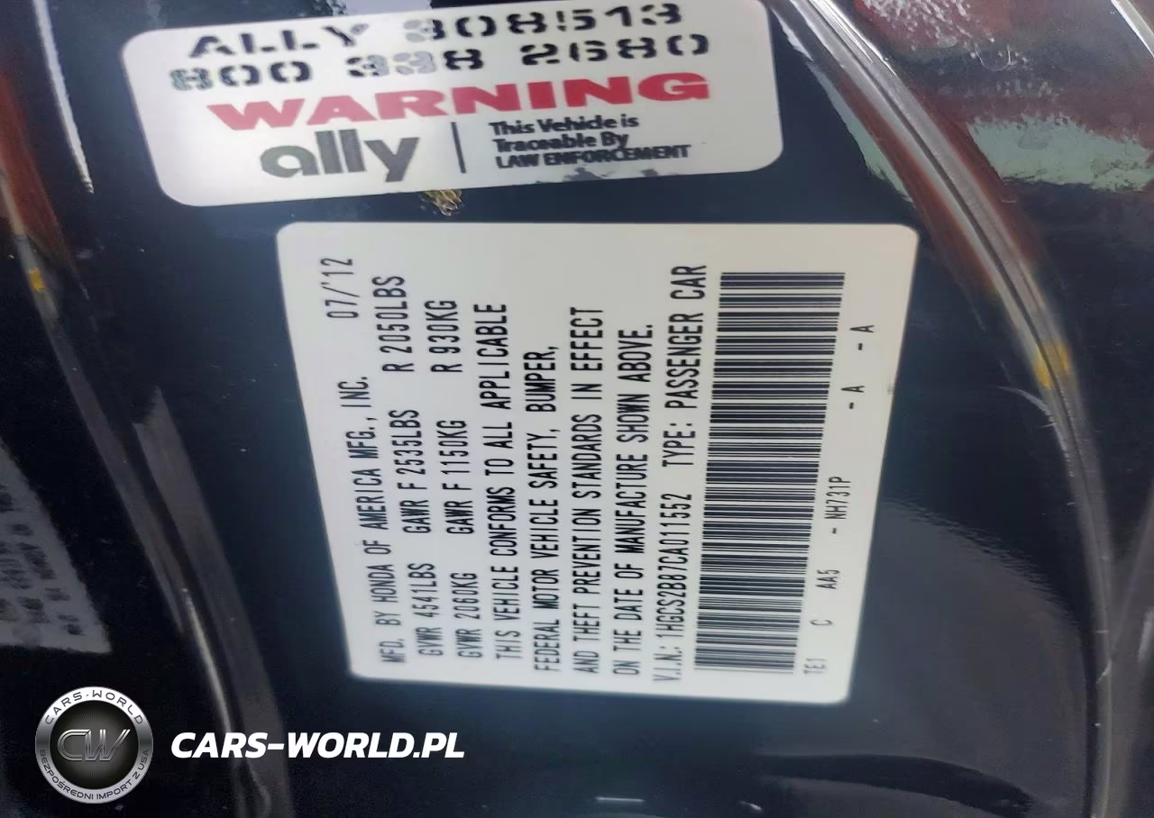 2012 Honda Accord Exl VIN:1HGCS2B87CA011552 - 12