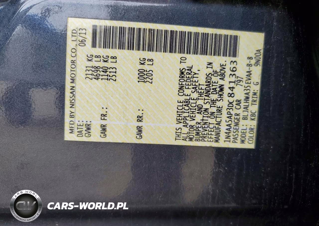 2013 Nissan Maxima VIN:1N4AA5AP3DC841363 - 12