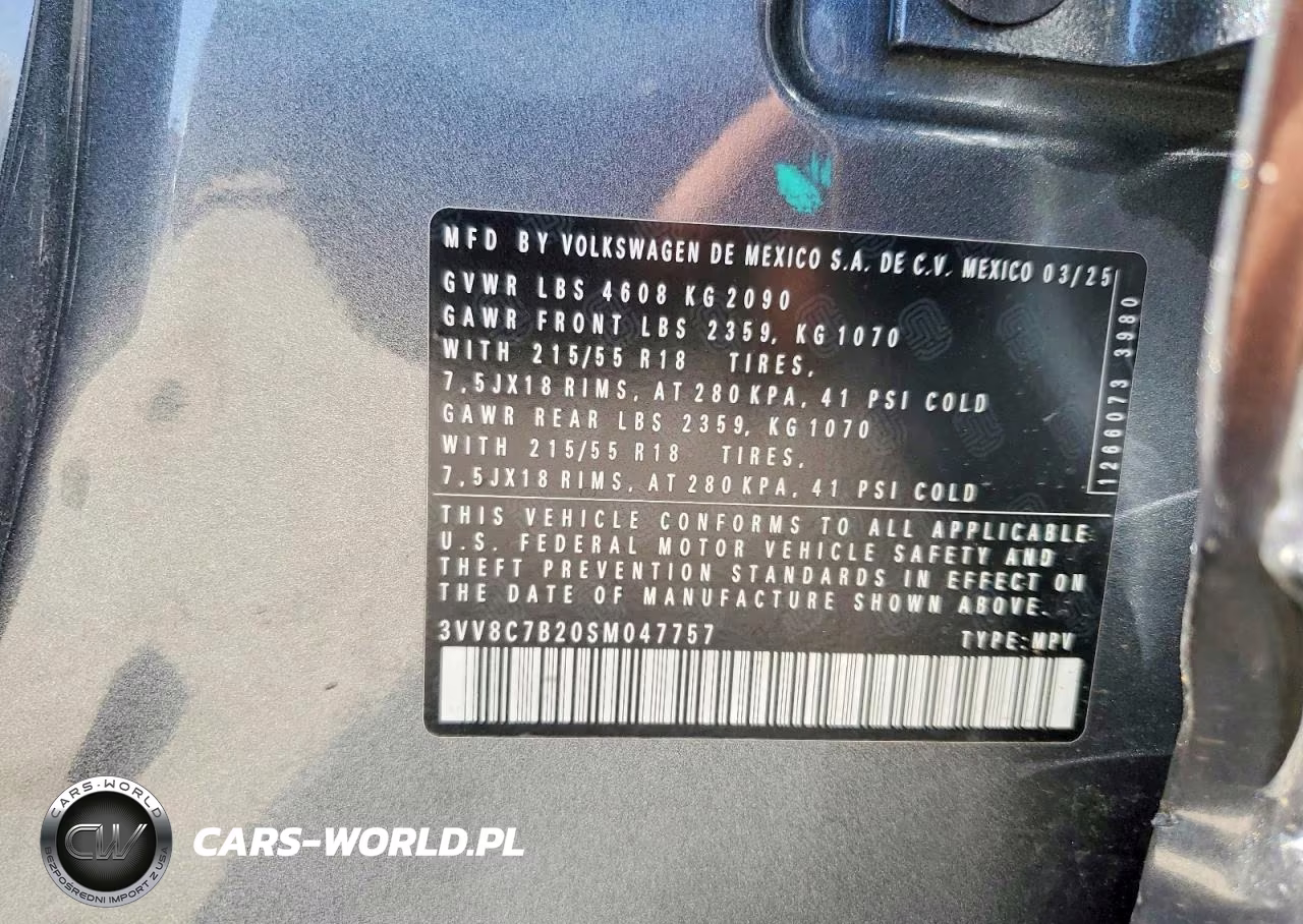 2025 Volkswagen Taos S VIN:3VV8C7B20SM047757 - 13