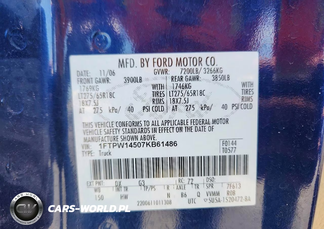 2007 Ford F150 Supercrew VIN:1FTPW14507KB61486 - 12
