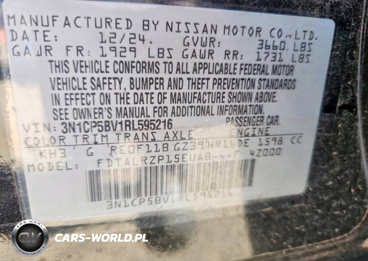 2024 Nissan Kicks S VIN:3N1CP5BV1RL595216 - 14