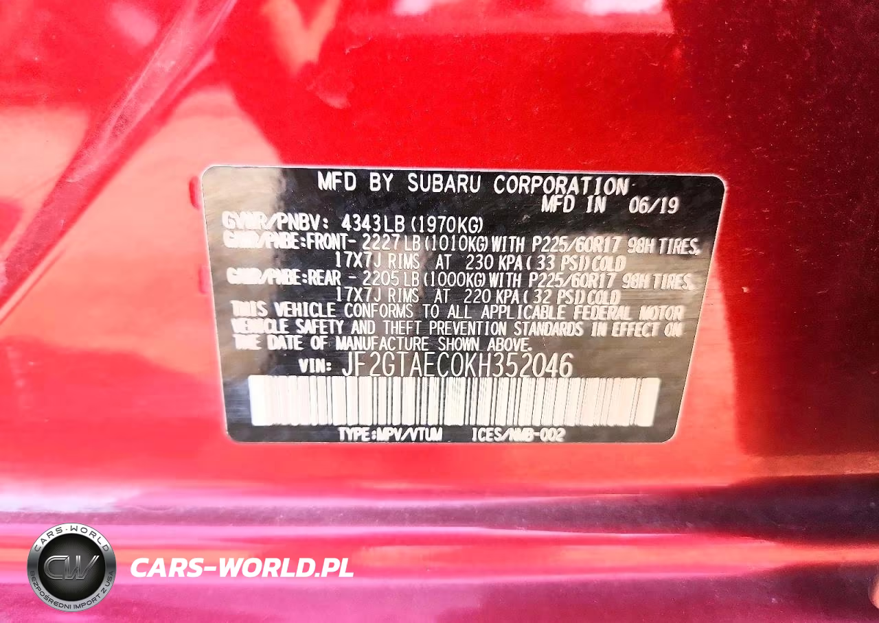 2019 Subaru Crosstrek Premium VIN:JF2GTAEC0KH352046 - 13