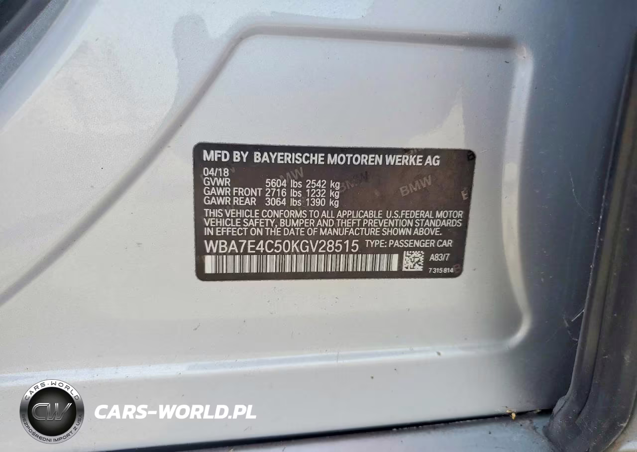 2019 BMW 740 Xi VIN:WBA7E4C50KGV28515 - 12
