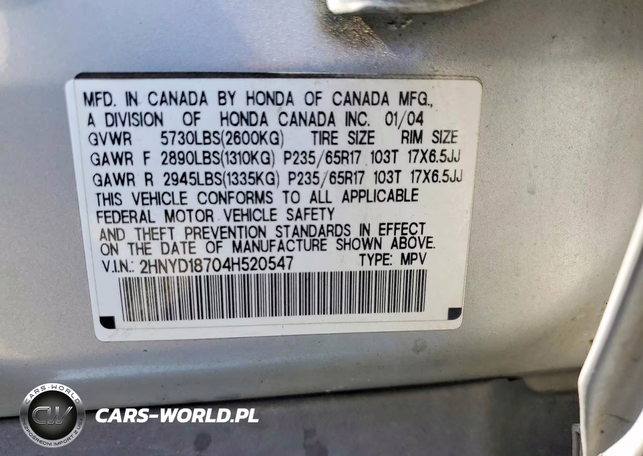 2004 Acura Mdx Touring VIN:2HNYD18704H520547 - 14