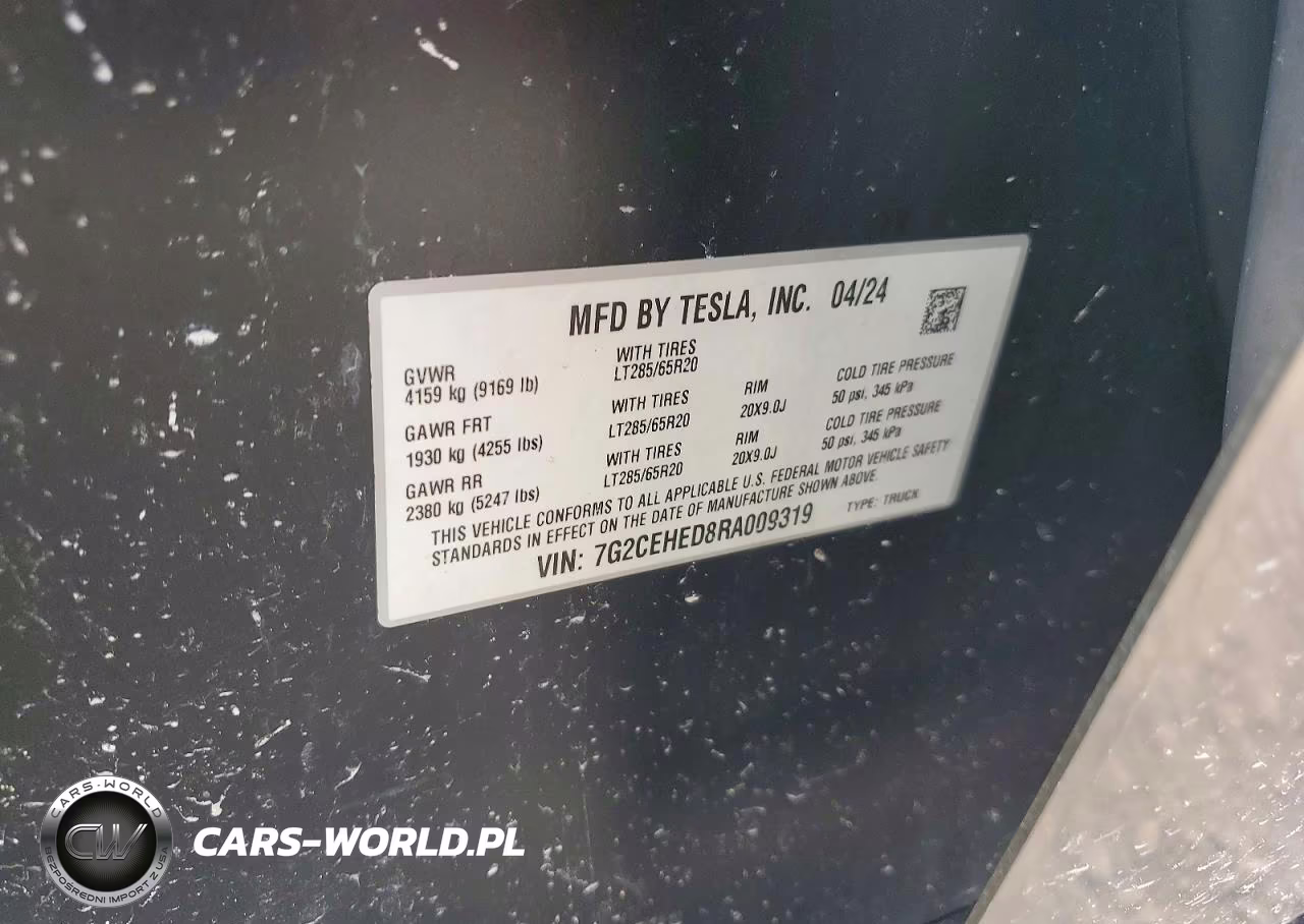 2024 Tesla Cybertruck VIN:7G2CEHED8RA009319 - 12