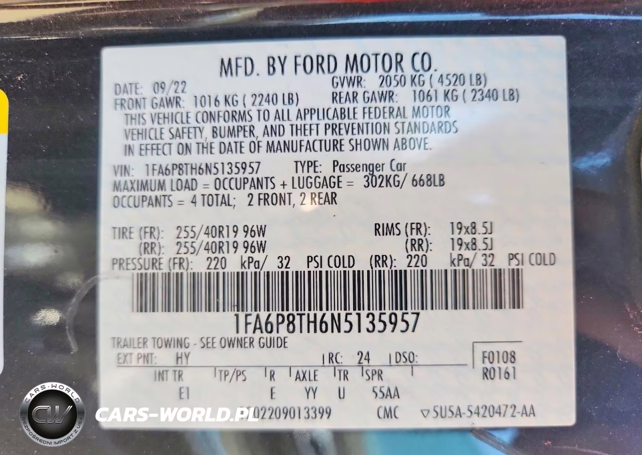 2022 Ford Mustang VIN:1FA6P8TH6N5135957 - 13