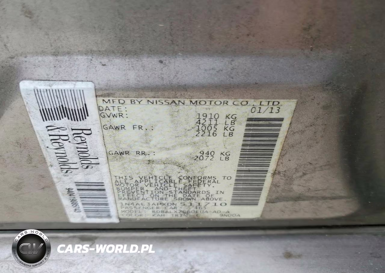 2013 Nissan Altima 2.5 VIN:1N4AL3APXDN511710 - 13