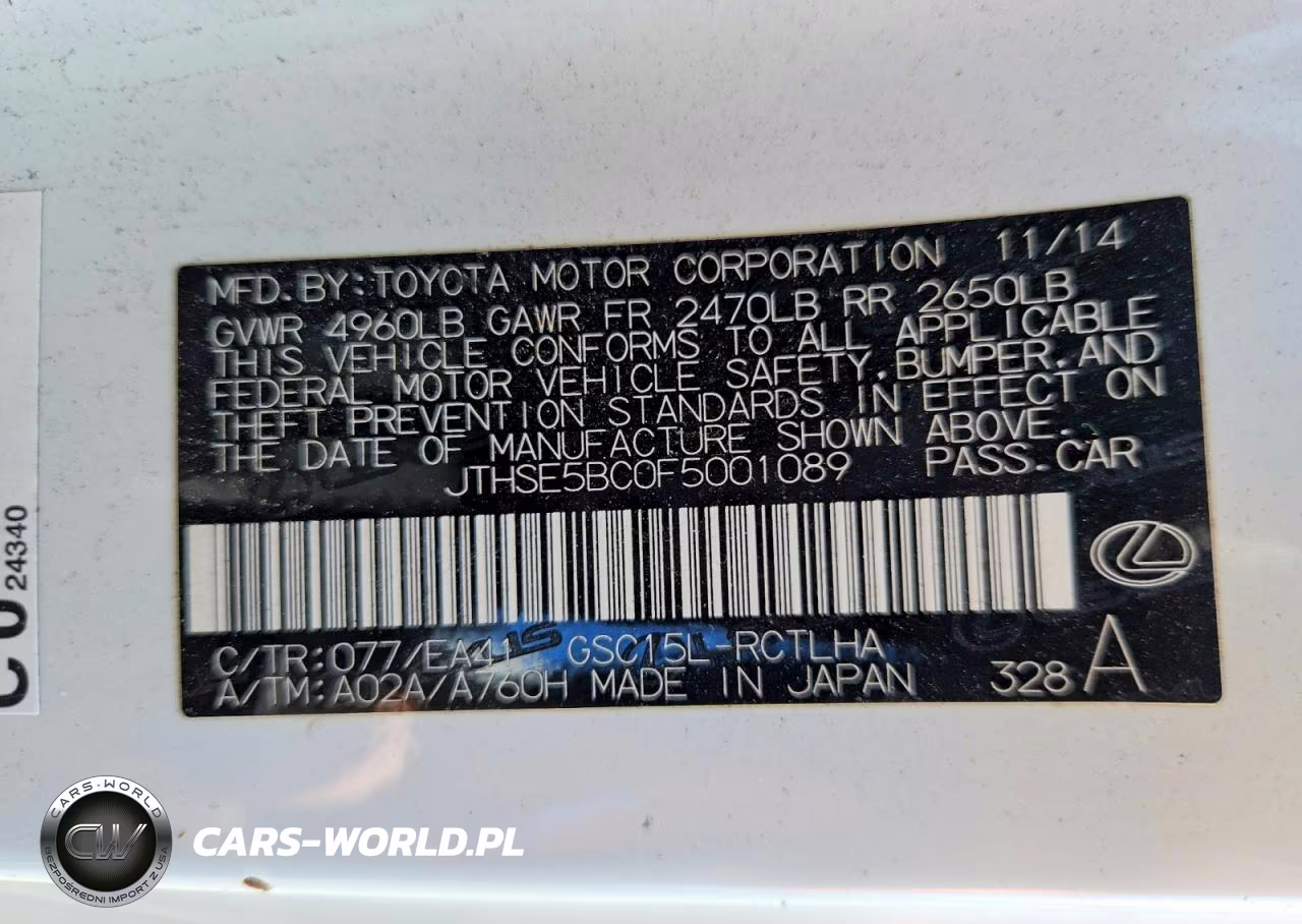 2015 Lexus Rc 350 VIN:JTHSE5BC0F5001089 - 12