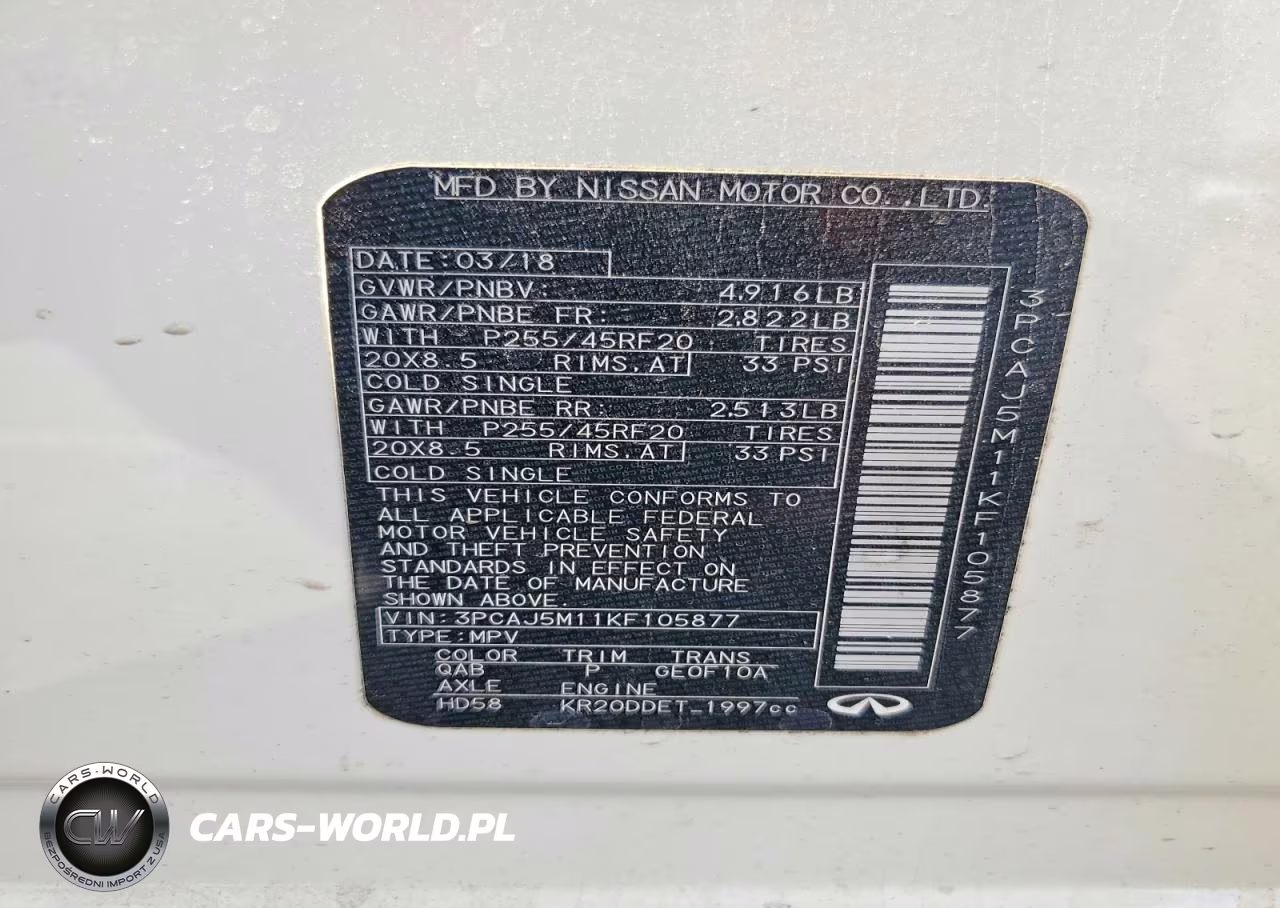 2019 Infiniti Qx50 Essential VIN:3PCAJ5M11KF105877 - 13