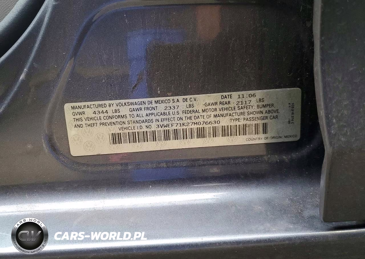 2007 Volkswagen Jetta Wolfsburg VIN:3VWEF71K27M076630 - 12