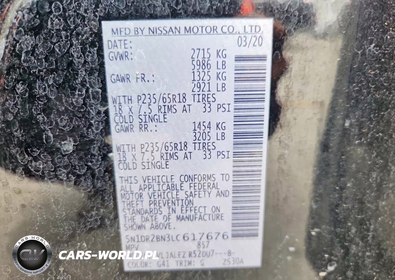 2020 Nissan Pathfinder Sv VIN:5N1DR2BN3LC617676 - 14