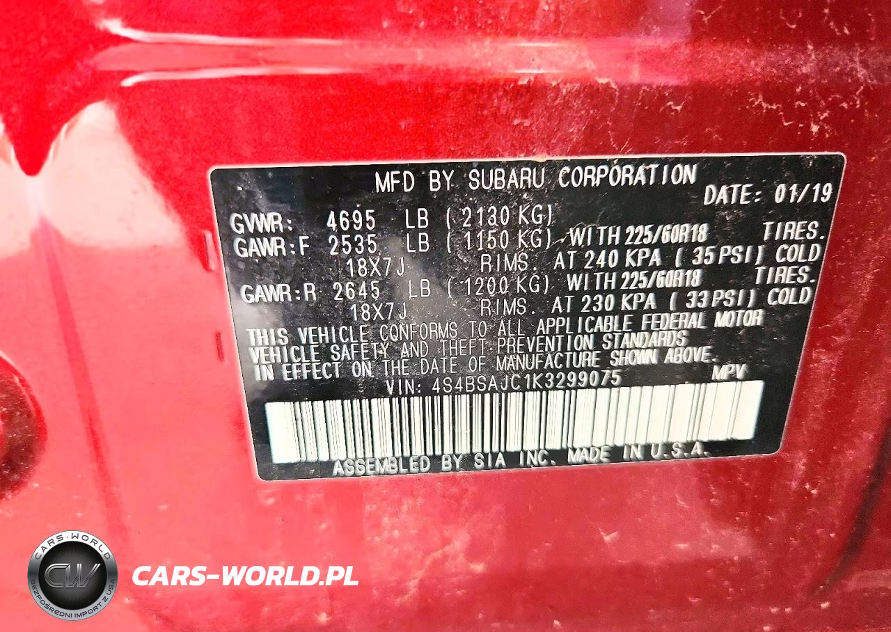 2019 Subaru Outback 2.5I Limited VIN:4S4BSAJC1K3299075 - 13