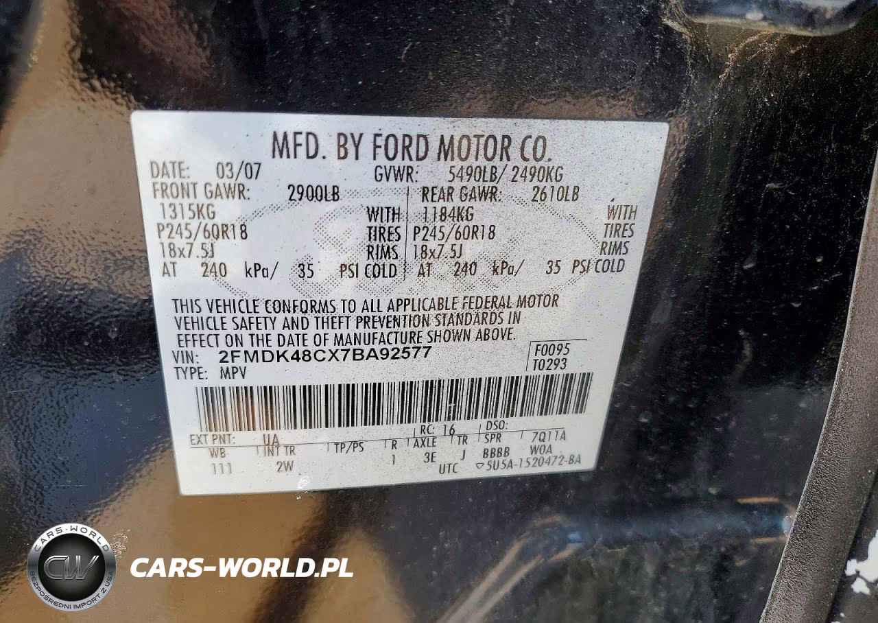 2007 Ford Edge Sel VIN:2FMDK48CX7BA92577 - 13