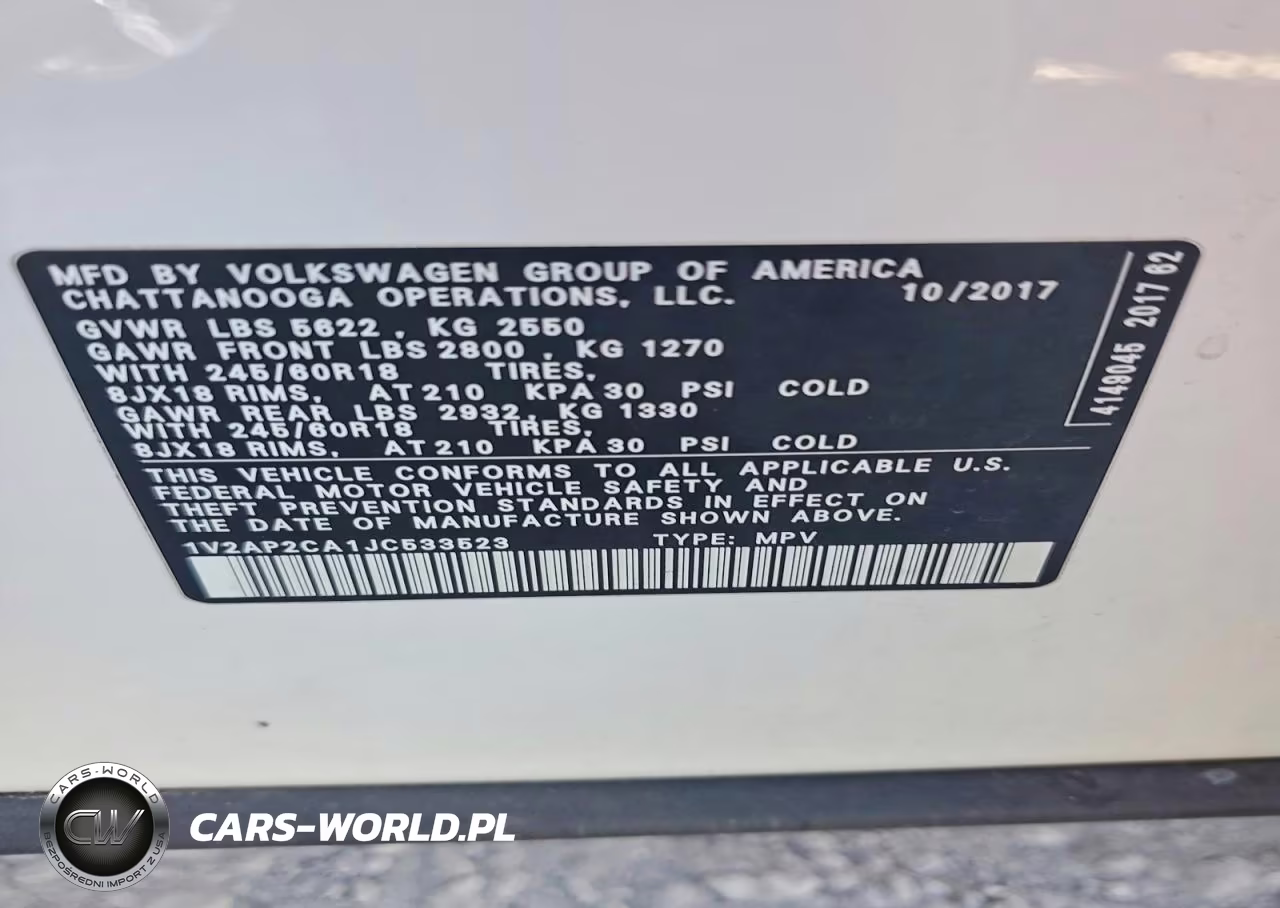 2018 Volkswagen Atlas S VIN:1V2AP2CA1JC533523 - 14
