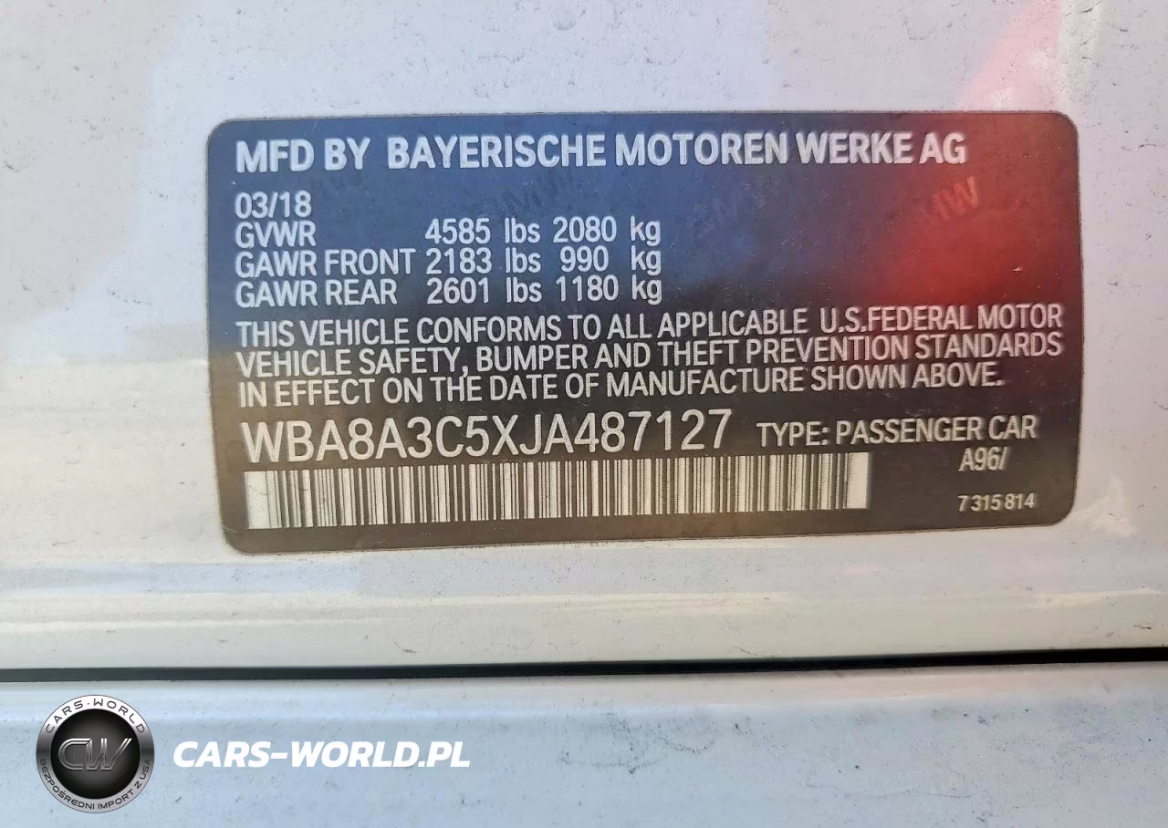2018 BMW 320 Xi VIN:WBA8A3C5XJA487127 - 12