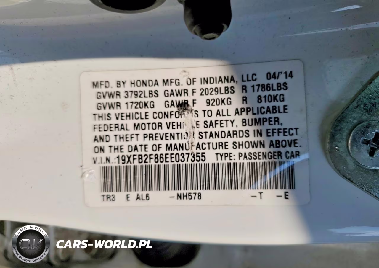 2014 Honda Civic Ex VIN:19XFB2F86EE037355 - 13