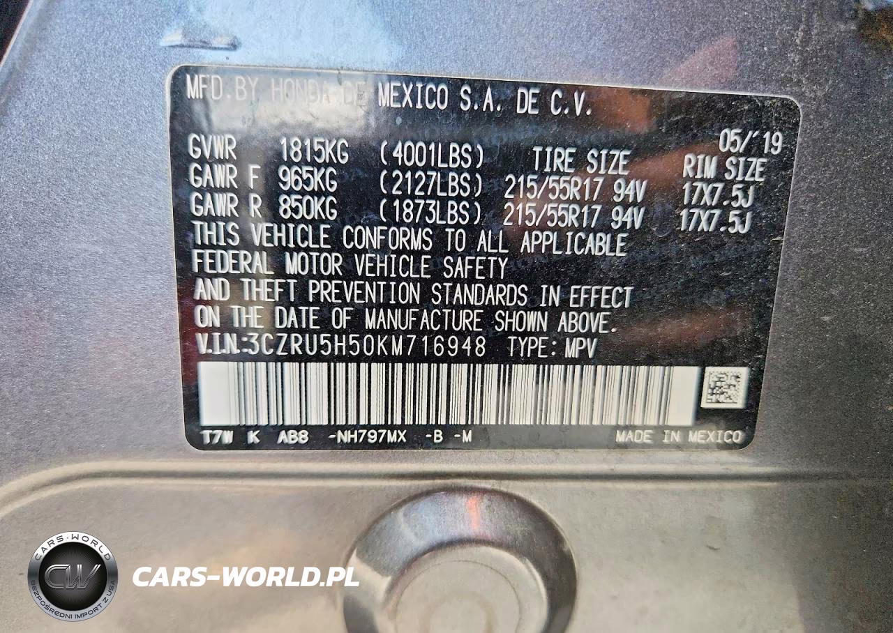 2019 Honda Hr-V Ex VIN:3CZRU5H50KM716948 - 13