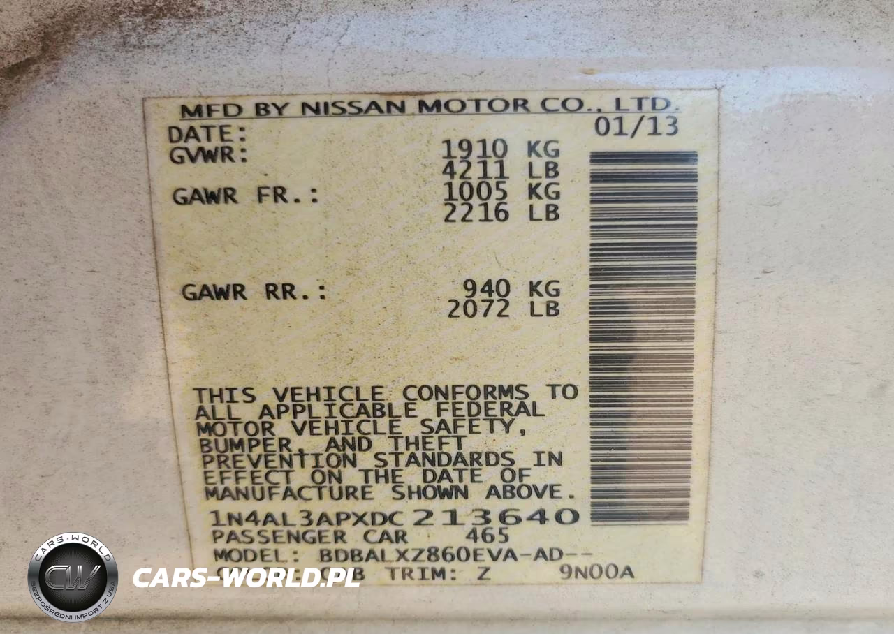 2013 Nissan Altima VIN:1N4AL3APXDC213640 - 13