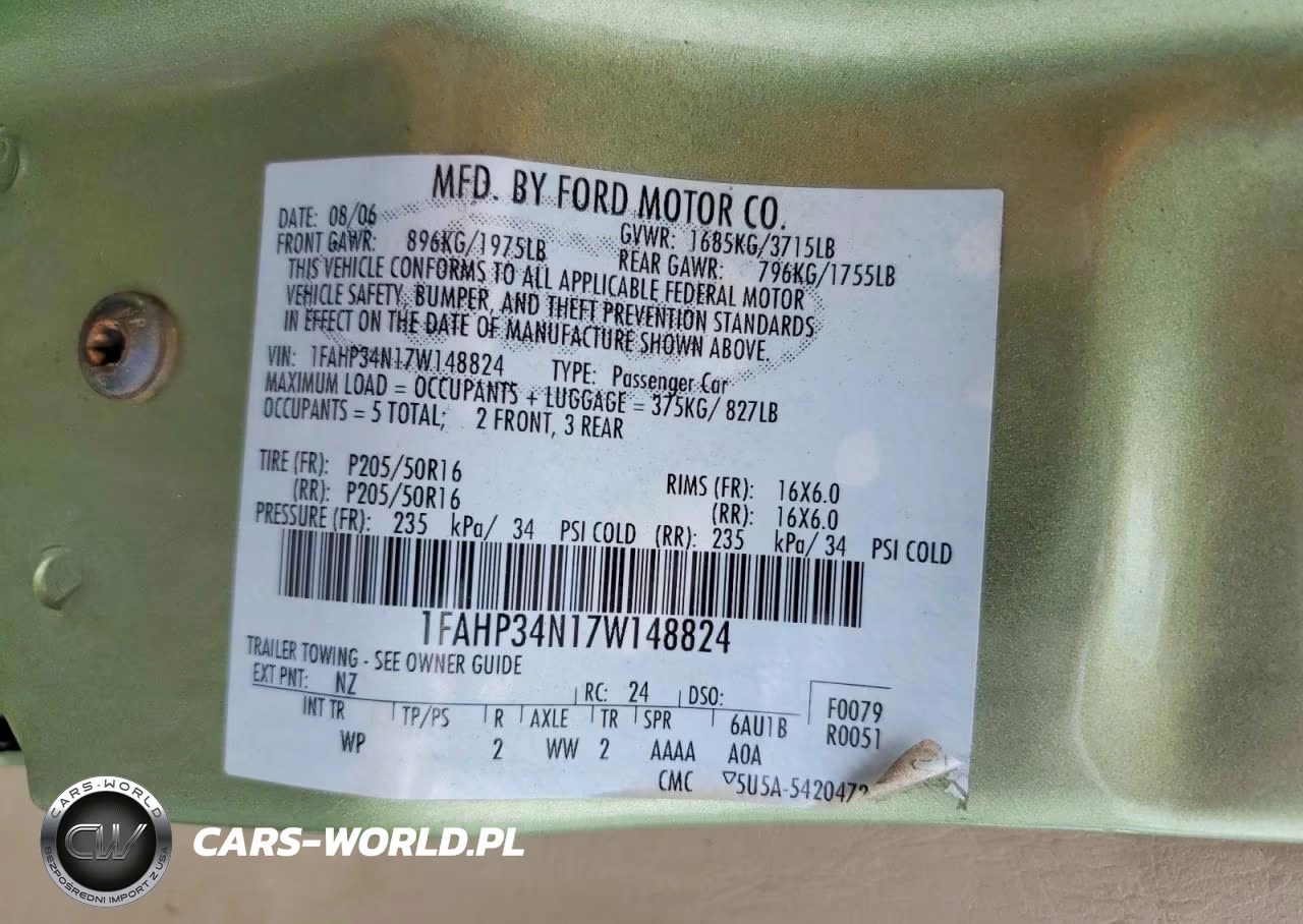2007 Ford Focus Zx4 VIN:1FAHP34N17W148824 - 12