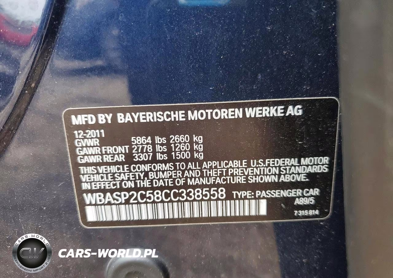 2012 BMW 535 Xigt VIN:WBASP2C58CC338558 - 12