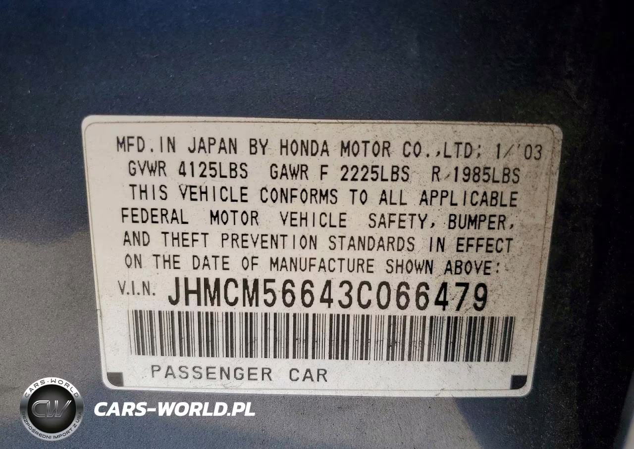 2003 Honda Accord Ex VIN:JHMCM56643C066479 - 12