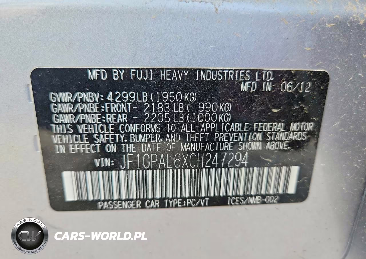 2012 Subaru Impreza 2.0I Sport Premium VIN:JF1GPAL6XCH247294 - 12