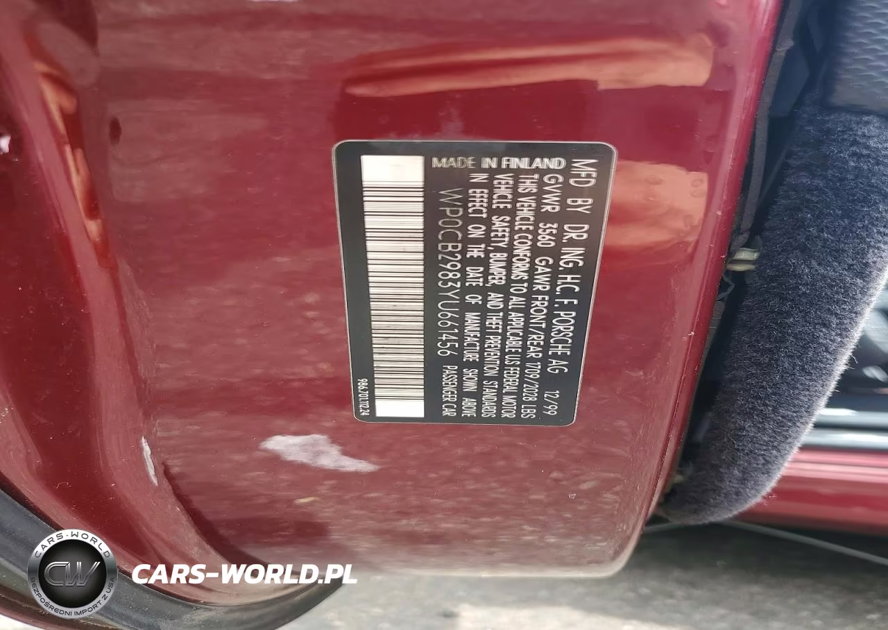 2000 Porsche Boxster S VIN:WP0CB2983YU661456 - 12