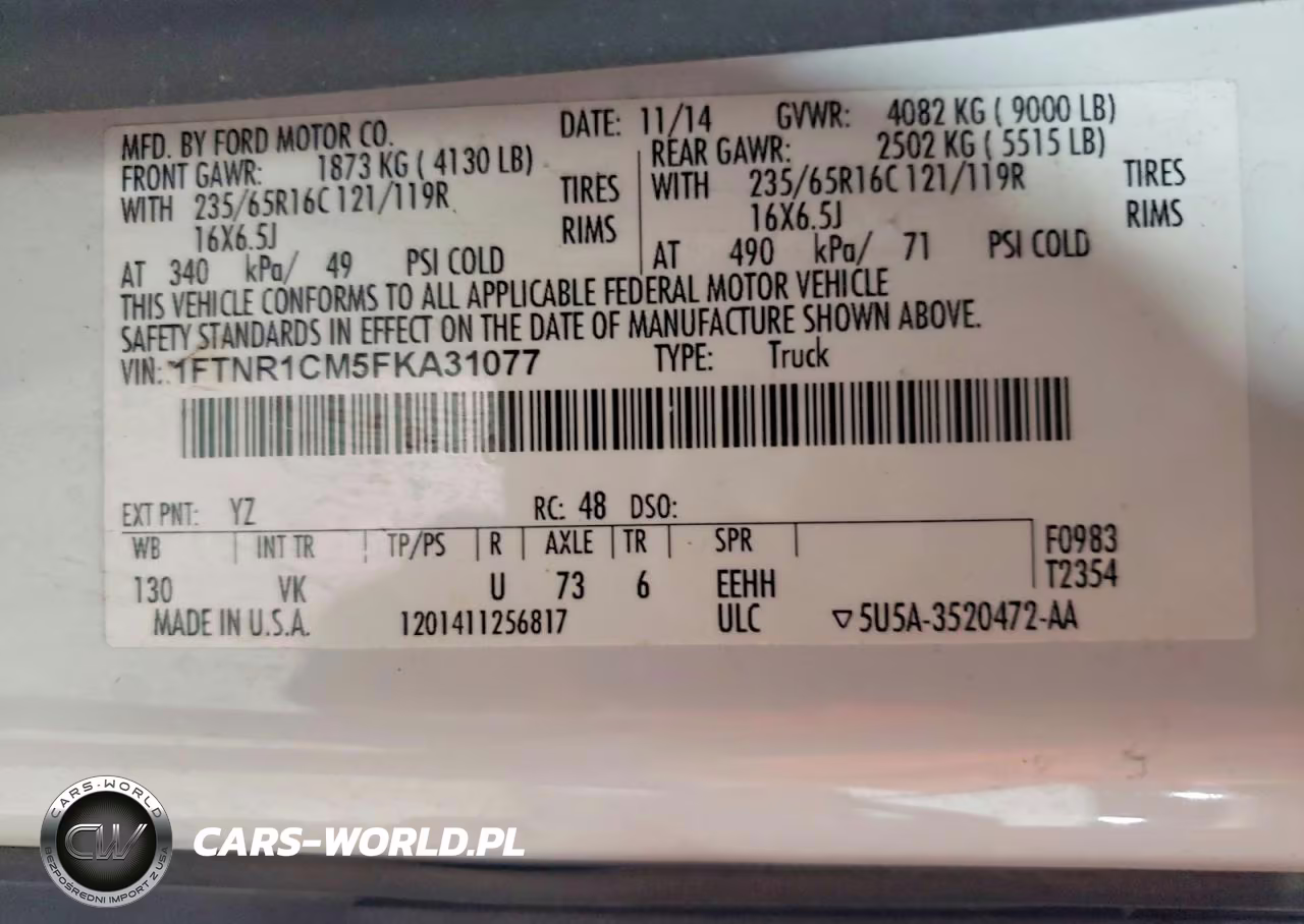 2015 Ford Transit T-250 Delivery Van VIN:1FTNR1CM5FKA31077 - 14