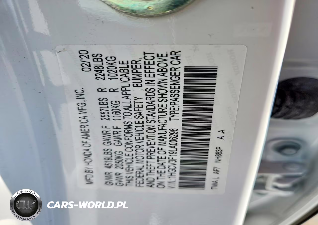 2020 Honda Accord Hybrid VIN:1HGCV3F19LA006296 - 12