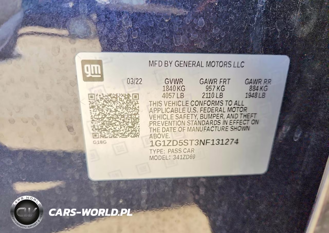 2022 Chevrolet Malibu Lt VIN:1G1ZD5ST3NF131274 - 12