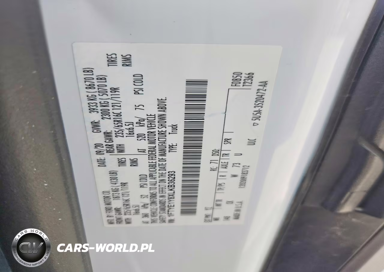 2020 Ford Transit T-150 Delivery Van VIN:1FTYE1Y8XLKB36293 - 14