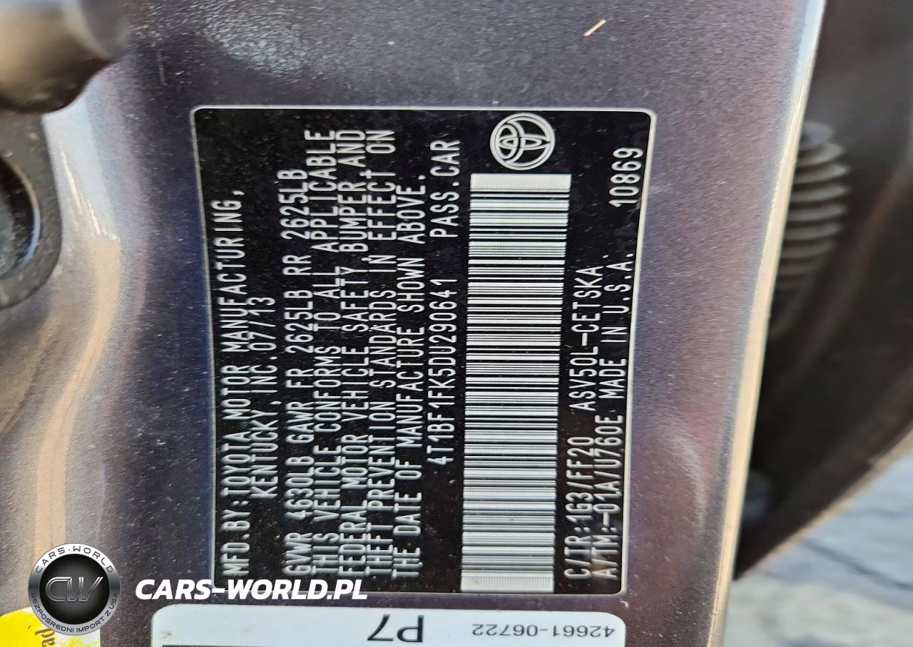 2013 Toyota Camry Se VIN:4T1BF1FK5DU290641 - 12