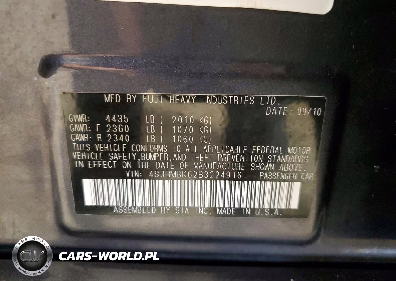 2011 Subaru Legacy 2.5I Limited VIN:4S3BMBK62B3224916 - 13