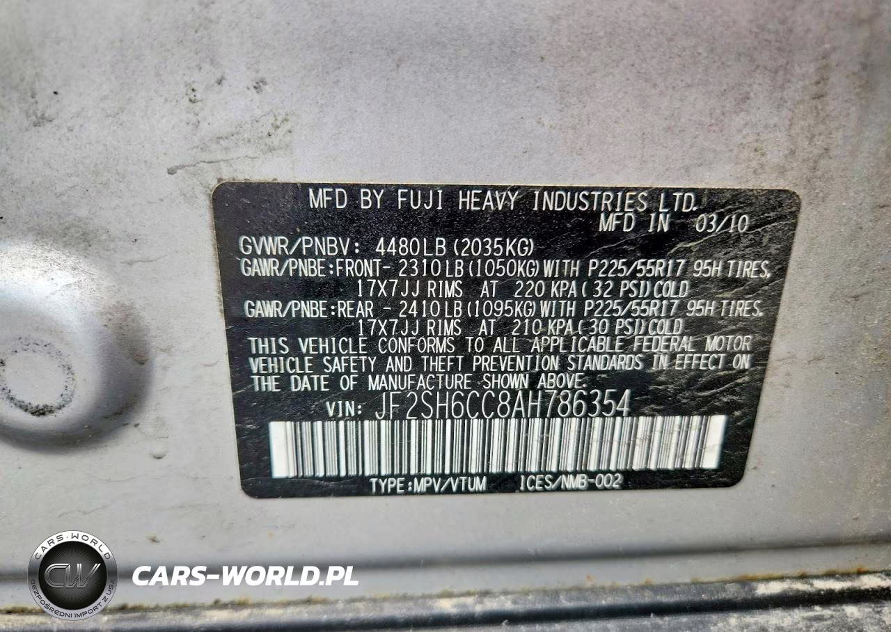 2010 Subaru Forester 2.5X Premium VIN:JF2SH6CC8AH786354 - 12