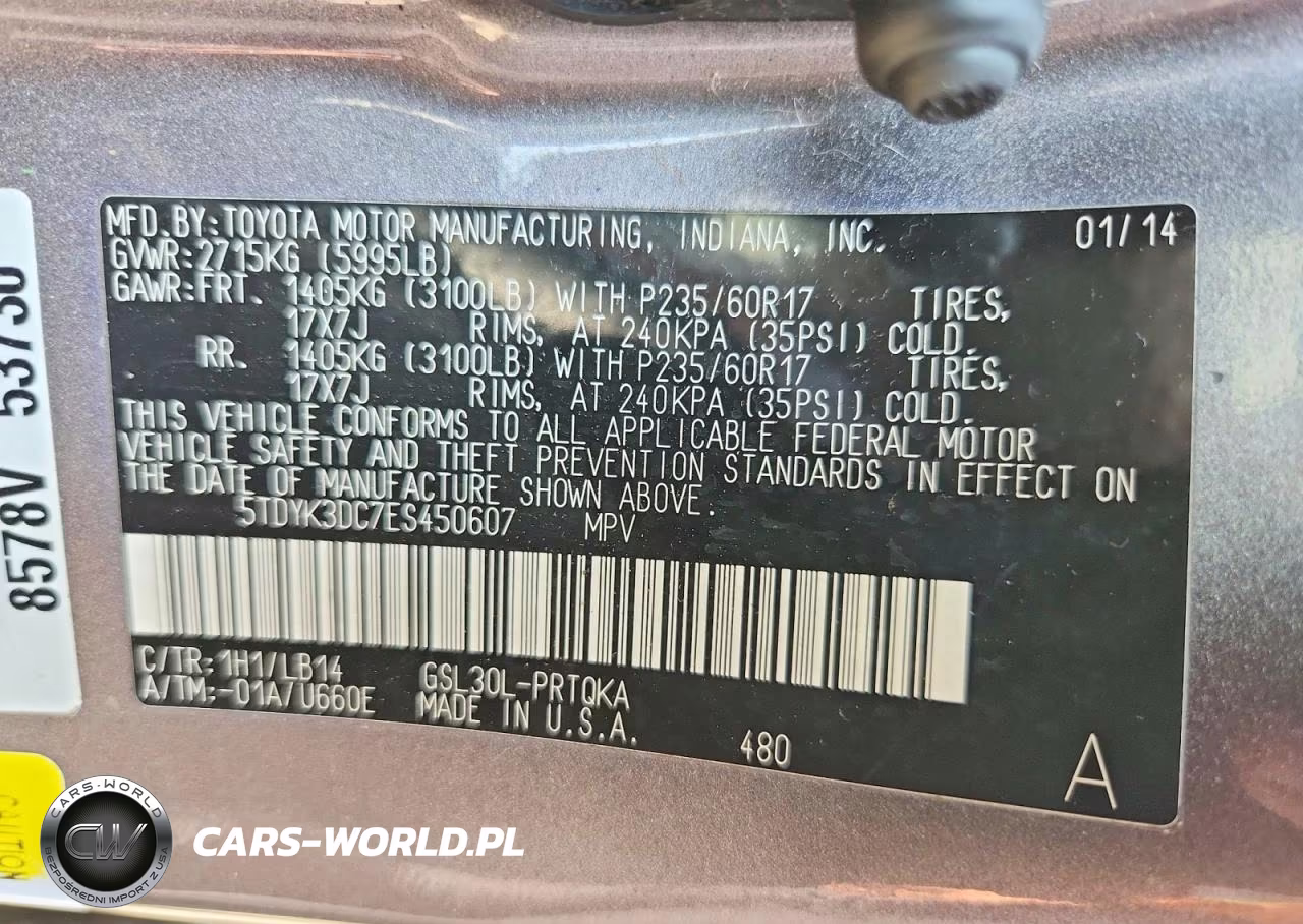2014 Toyota Sienna Xle 8-Passenger VIN:5TDYK3DC7ES450607 - 13